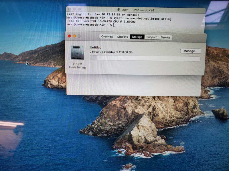 MacBook Air 2012 13\\" Core i5-3427U @ 1.8GHz 4GB RAM 250GB SSD (