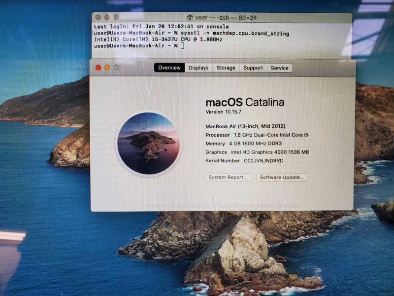 MacBook Air 2012 13\\" Core i5-3427U @ 1.8GHz 4GB RAM 250GB SSD (