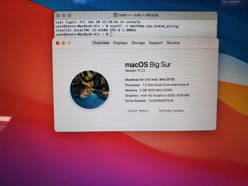 MacBook Air 2013 13\\" Core i5-4250U @ 1.30GHz 4GB Ram 250GB SSD [READ] (