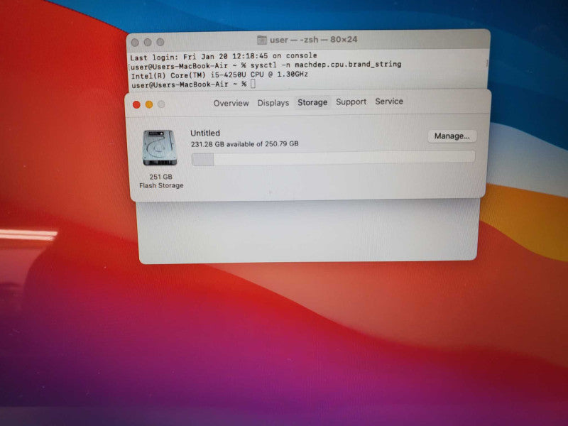 MacBook Air 2013 13\\" Core i5-4250U @ 1.30GHz 4GB Ram 250GB SSD [READ] (