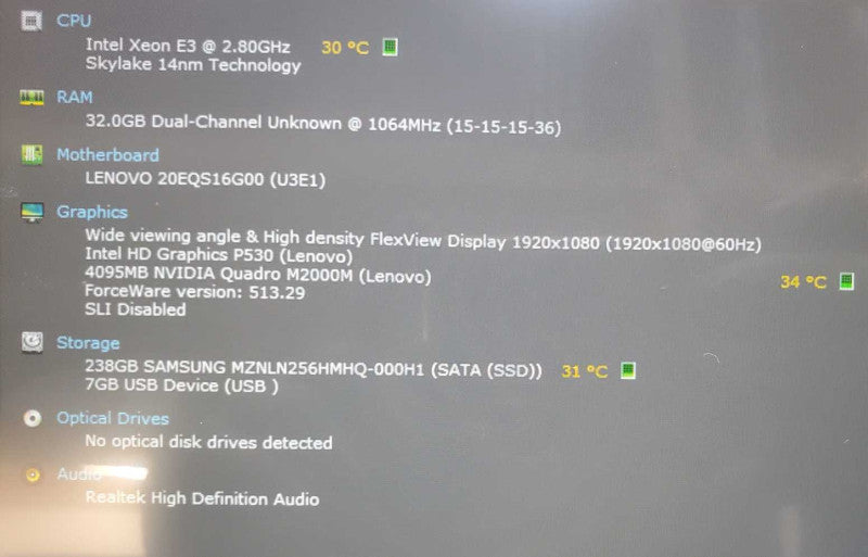 Lenovo P50 Xeon E3-1505M v5 @ 2.8 GHz 32GB Ram 250GB SSD Quadro M2000m 4GB [TouchScreen] (
