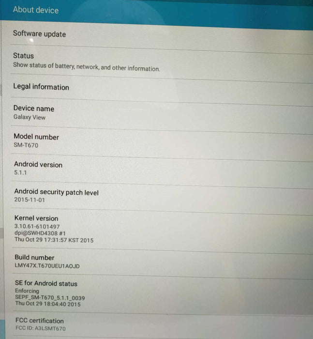 Samsung Galaxy View T670 Android OS Tablet 32 GB RAM 18.7\\" [