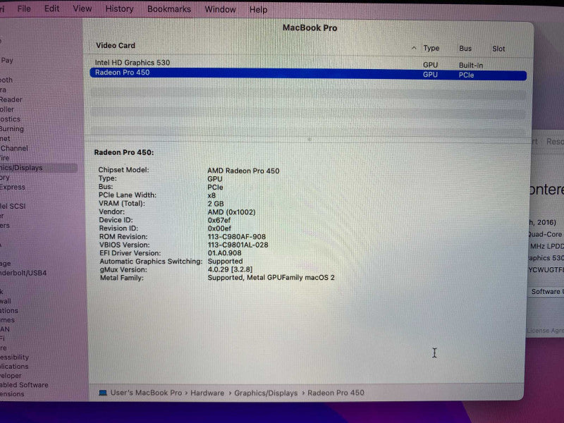 MacBook Pro TouchBar 15-inch 2016 with i7 CPU 16GB RAM & 250GB Storage  -