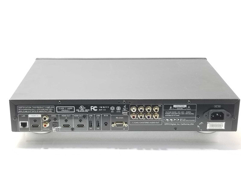 Oppo BDP-103 3D Blu-ray Player No Remote, Tested to power on, AS-IS _