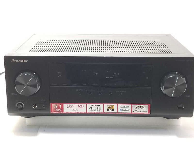 Pioneer VSX-532 5.1 AV Receiver 4K USB 4x HDMI Bluetooth, Powers on, AS-IS _