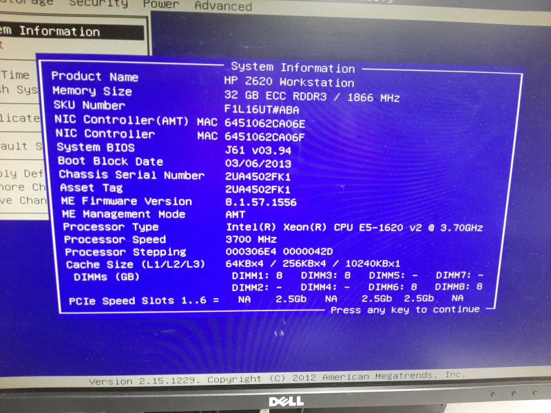 HP Z620 Workstation E5-1620 v2 32GB DDR3 GPU No HDD