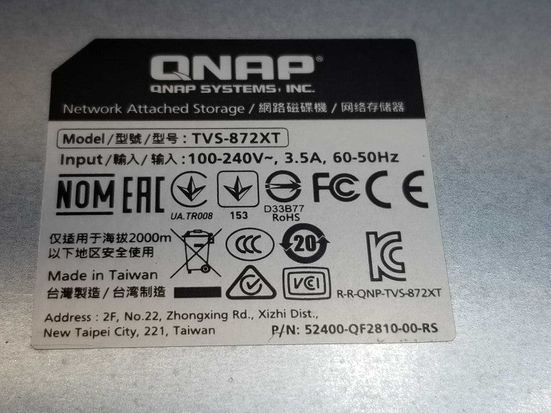 QNAP TVS-872XT 8 BAY NAS, No HDD, 8th Gen intel CPU, AS-IS _