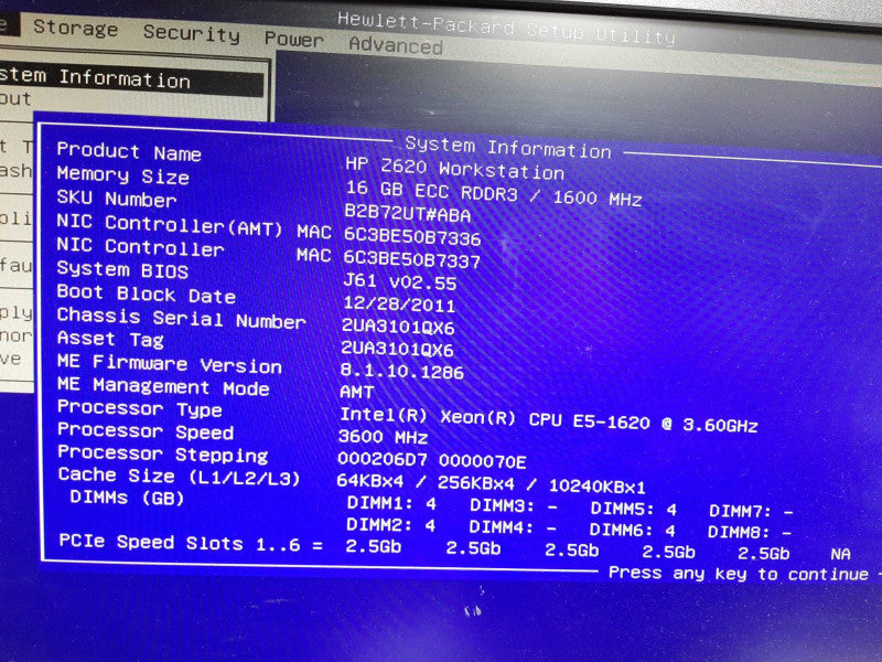 HP Z620 Workstation E5-1620 16GB DDR3 Quadro 4000 GPU No HDD