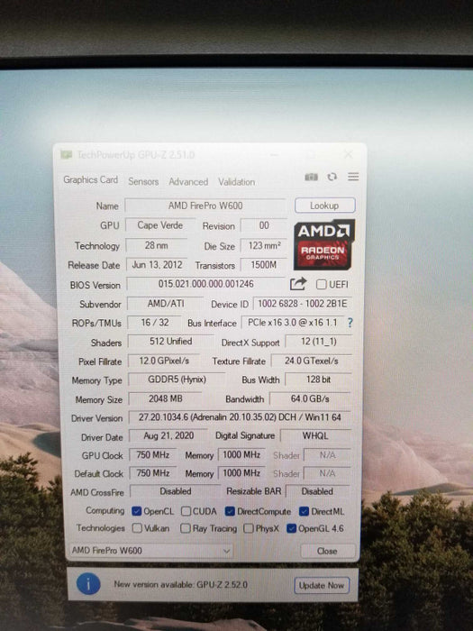 AMD FirePro W600 6x Mini Display Ports Graphics Card 2GB GDDR5  _