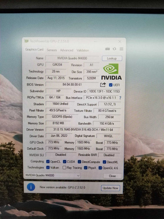 Nvidia Quadro M4000 8GB GDDR5 Quad-DisplayPort Graphics Card _