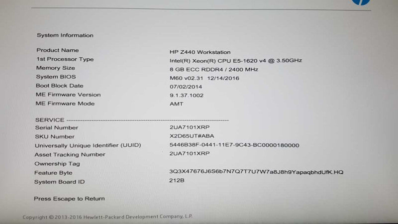 HP Z440 workstation Xeon E5-1620 V4 @ 3.50ghz / 8gb ram / READ #