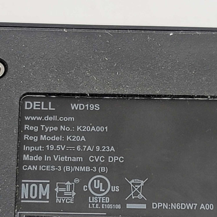 Dell WD19S USB-C Docking Station Thunderbolt HDMI Ethernet Display Port K20A =
