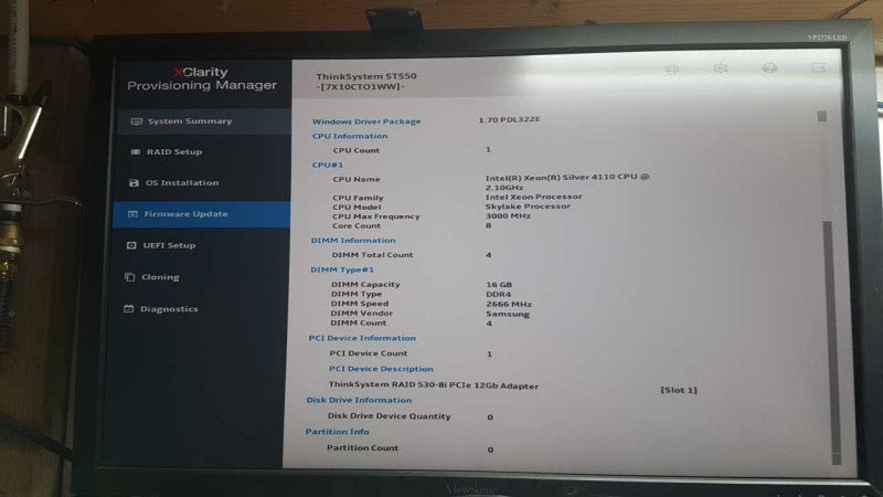 Lenovo ThinkSystem ST550 - Xeon Silver 4110 @ 2.1GHz - 64GB ram / 530-8i raid  #