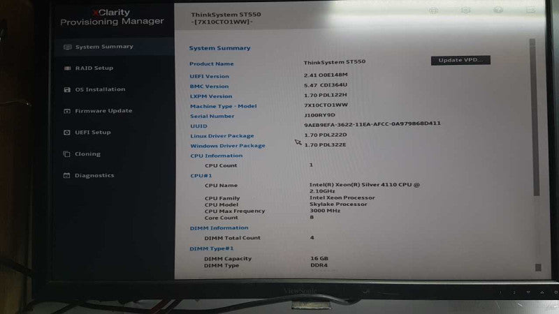 Lenovo ThinkSystem ST550 - Xeon Silver 4110 @ 2.1GHz - 64GB ram / 530-8i raid  #