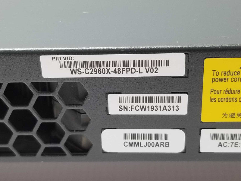 Cisco WS-C2960X-48FPD-L 48 Ports Gigabit PoE Switch 2x 10G SFP+ _
