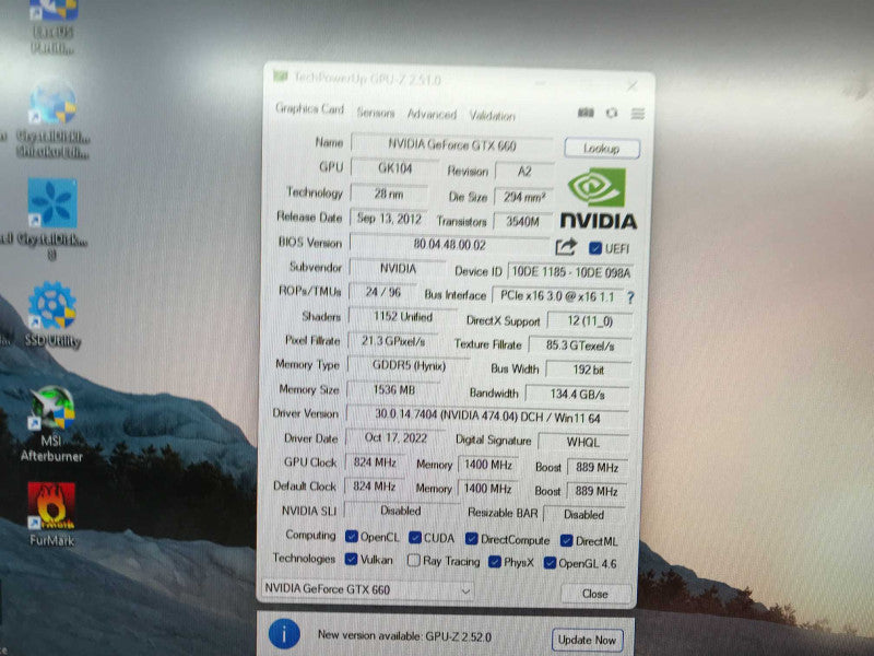 Nvidia GTX 660 PCIe 3.0 Graphic PCI-E Video Card 1.5GB GDDR5 2CHCY +