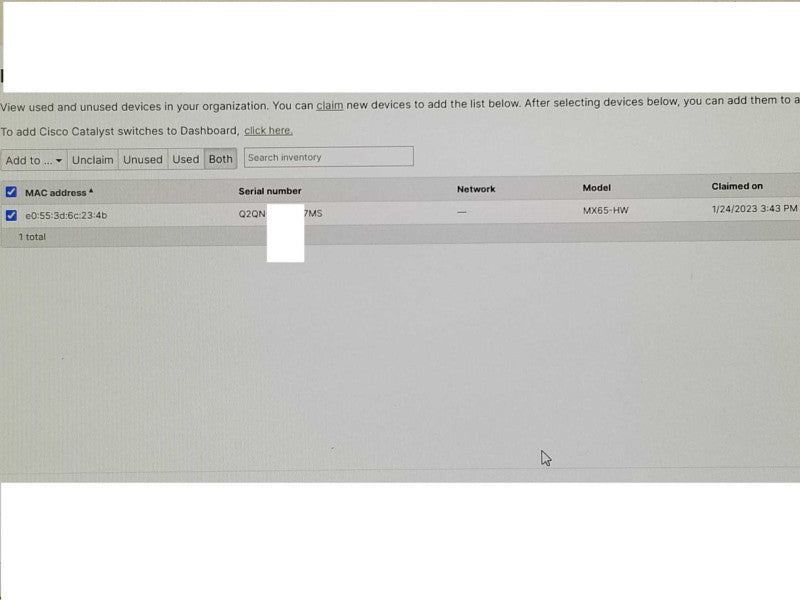 CISCO MX65-HW Meraki MX65 Cloud Managed Security Appliance UNCLAIMED _