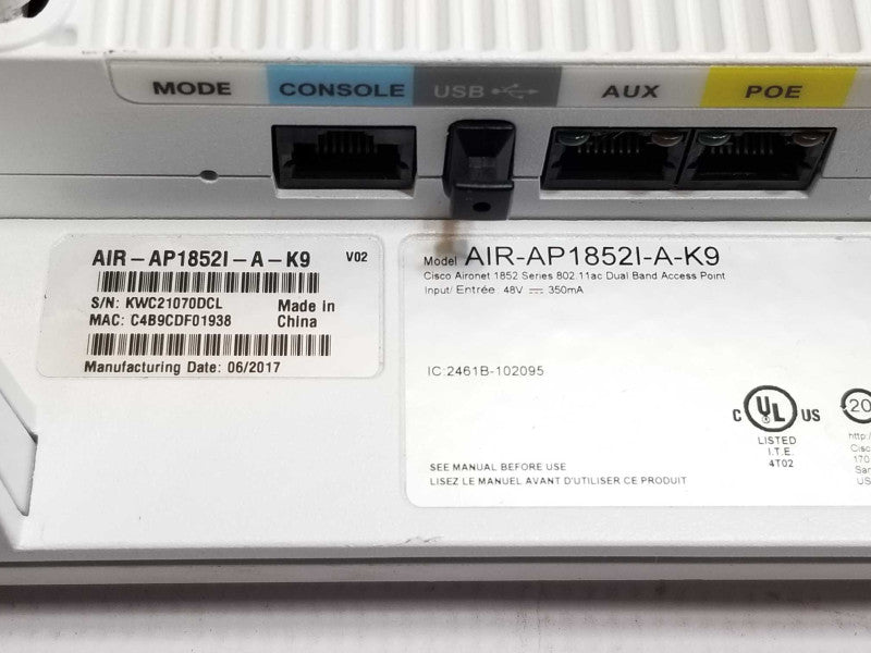 Cisco AIR-AP1852I-A-K9 Aironet 1852 Series 802.11ac Dual Band Access Point _