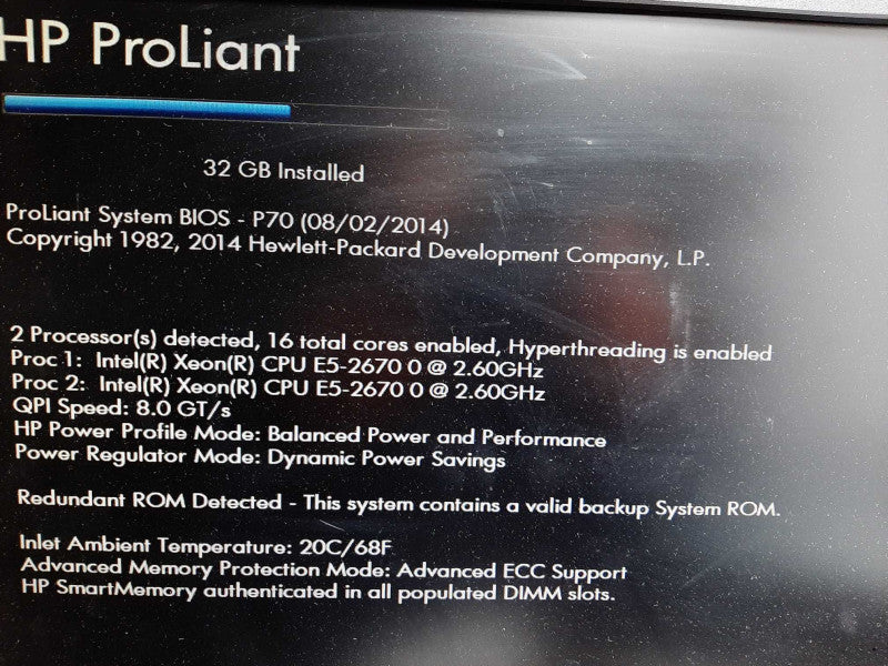 HP Proliant DL380p Gen8 2x Xeon E5-2670 32GB No HDD