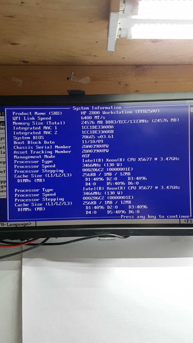 HP Z800 Workstation Xeon X5677 @ 3.47 ghz / 24gb ram / NVS 510/ AiO Cooler #