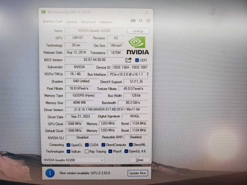 NVIDIA Quadro K2200 4GB PCIe GDDR5 Dual DisplayPort, DVI (