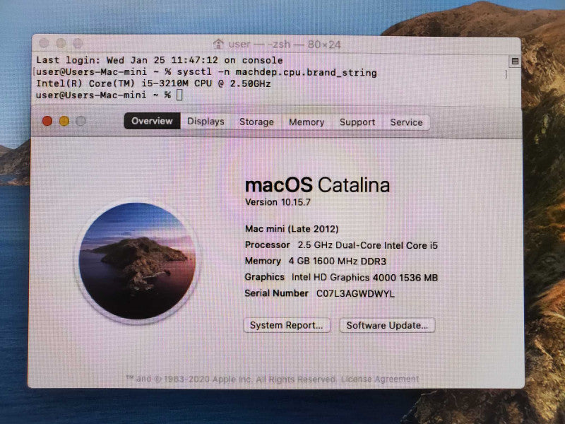 Mac Mini 2012 A1347 Core i5-3210M @ 2.5GHz 4GB Ram 500GB HDD (