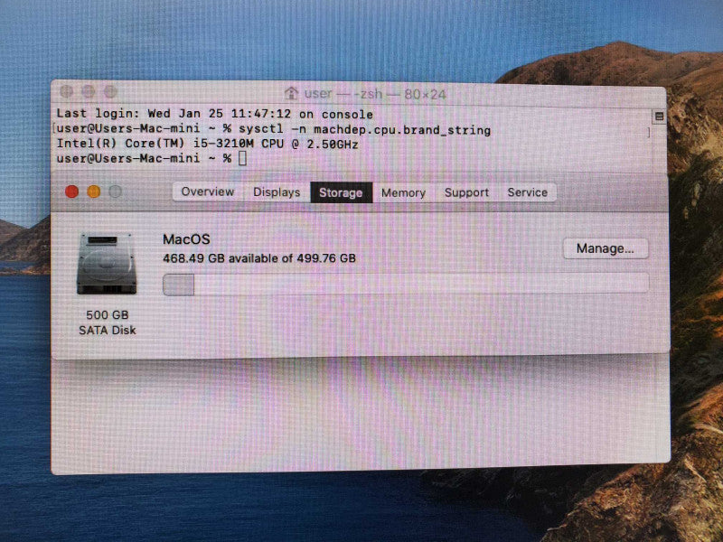 Mac Mini 2012 A1347 Core i5-3210M @ 2.5GHz 4GB Ram 500GB HDD (