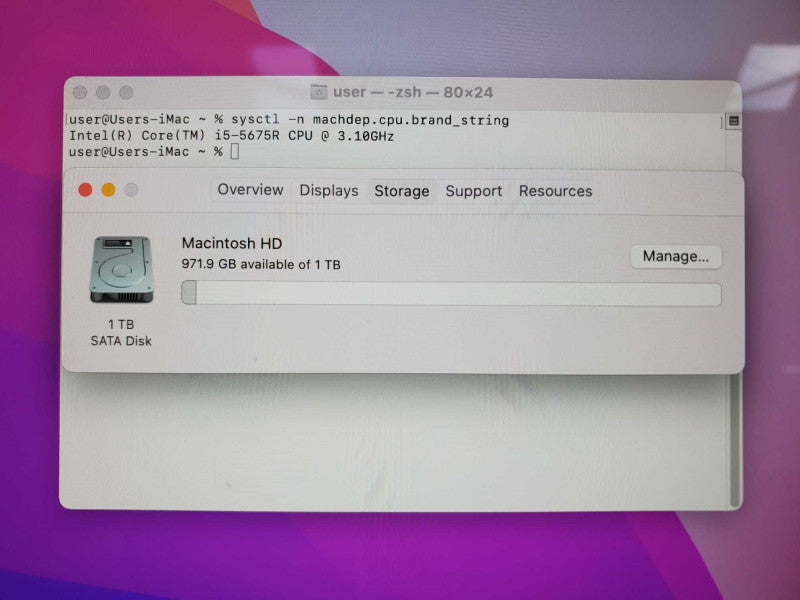Apple iMac Retina 4K 2015 Core i5-5675R @ 3.1GHz 8GB DDR3 1TB HDD (