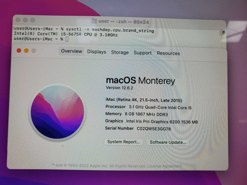 Apple iMac Retina 4K 2015 Core i5-5675R @ 3.1GHz 8GB DDR3 1TB HDD (
