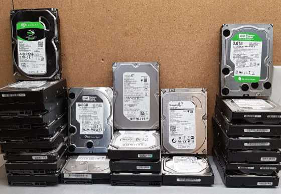 A Box of Assorted Sizes and Brands SATA 3.5\\" HDDs 500 GB& UP TO 3TB- 24 PCS