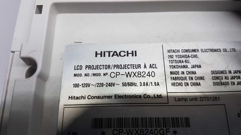 Hitachi Projector 3LCD CP-WX8240 2036 Lamp hours #