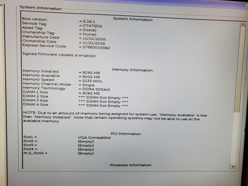 Dell Precision Tower 3620 Xeon E3-1245 v5 @ 3.5GHz 8GB DDR4 No HDD (