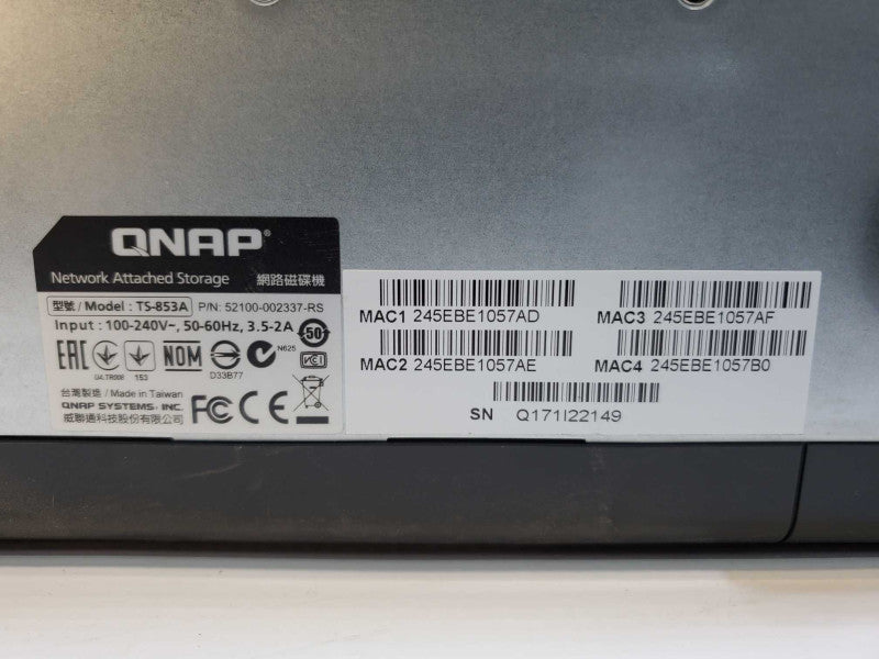 QNAP NAS TS-853A Quad Core CPU @ 1.6 GHz 4GB RAM 16TB HDD [Configured] (