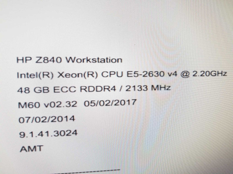 HP Z840 WorkStation Intel Xeon E5-2630(v4) 2.20GHz/48GB, NO HDDs/GPU ~