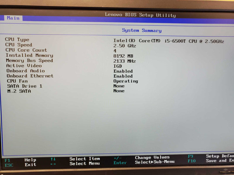 Lenovo ThinkCentre M700 Core i5-6500T @ 2.5 GHz 8GB Ram No HDD (