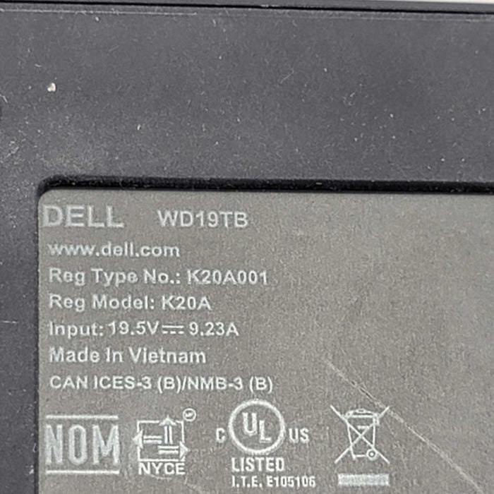 Dell WD19TB Laptop Docking Station USB-C Universal K20A001 w/ Charger 240W =
