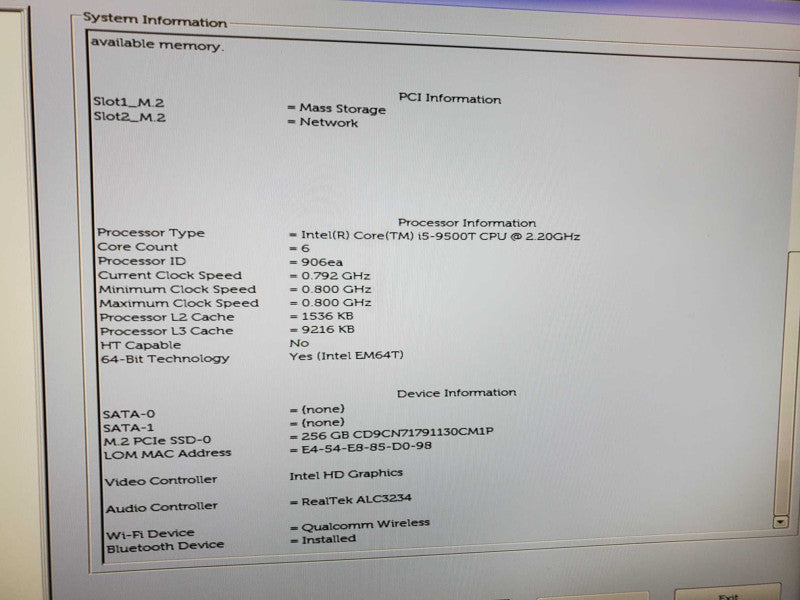 Dell Optiplex 3070 Core i5-9500T @ 2.2 GHz 8GB DDR4 256GB M.2 SSD (