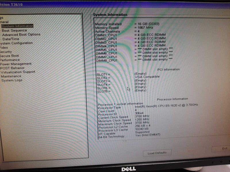 Dell Precision T3610 Xeon E5-1620 v2 @3.7GHz 8GB DDR3 GPU No HDD