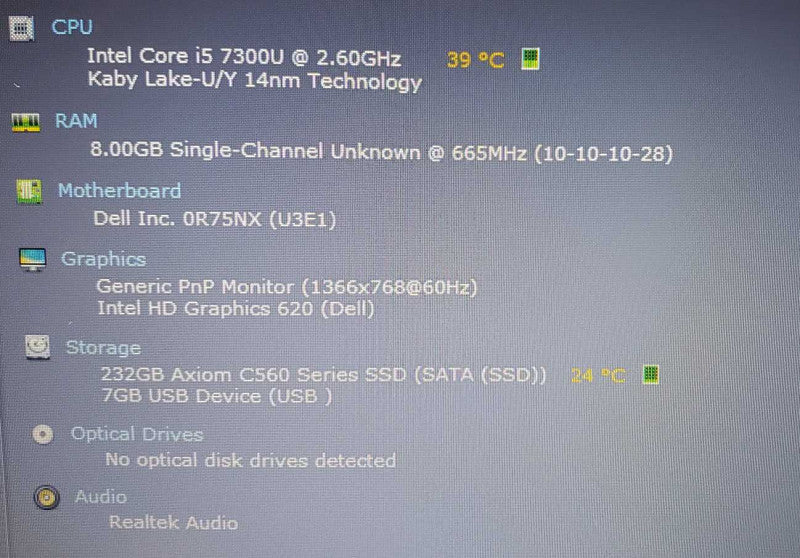 Dell Latitude 5480 Core i5-7300U @ 2.6 GHz 8GB Ram 250GB SSD (