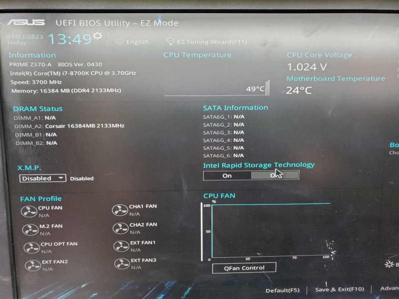 MB KIT Asus Prime Z370-A + Core i7-8700K @ 3.7GHz + 16GB DDR4 [3700MHz] (