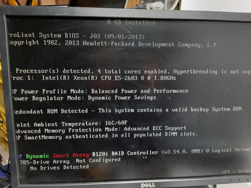 HP ProLiant DL160 G8 1x Xeon E5-2603 2.40GHz 8GB B120i Controller NO HDDs