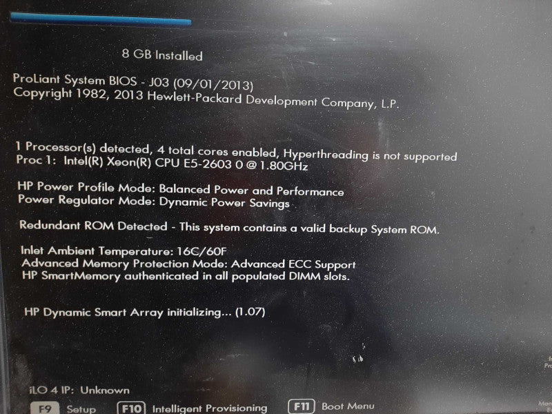 HP ProLiant DL160 G8 1x Xeon E5-2603 2.40GHz 8GB B120i Controller NO HDDs