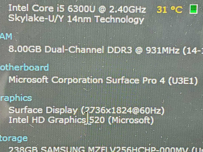 Microsoft Surface Pro 4 Model 1724 i5-6300U 8GB RAM 256GB Storage  |