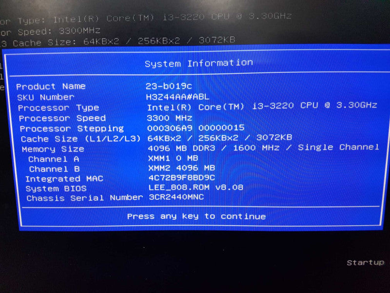 HP Pavilion 23 AiO Core i3-3220 @ 3.30ghz / 4gb ram / 23\\" / READ #