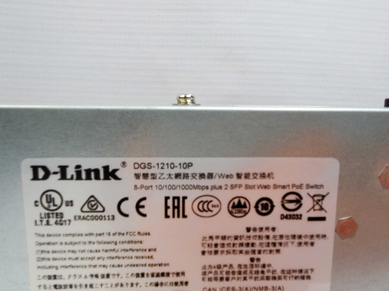 D-Link DGS-1210-08P Switch 8 Port Gigabit POE Web Smart Switch With 2xSPFâs +