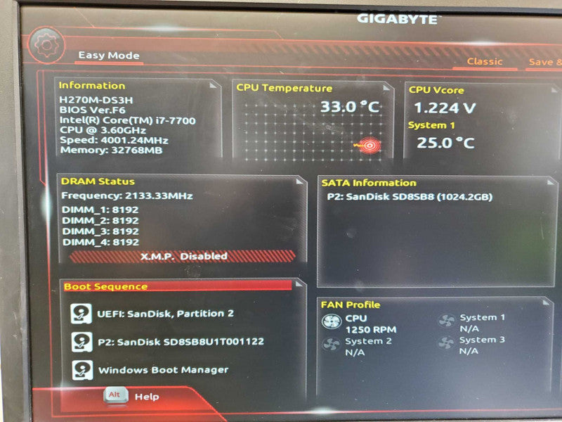 Custom PC H270M-DS2H Core i7-7700 @ 3.6GHz 32GB DDR4 1TB SSD M2000 4GB  (