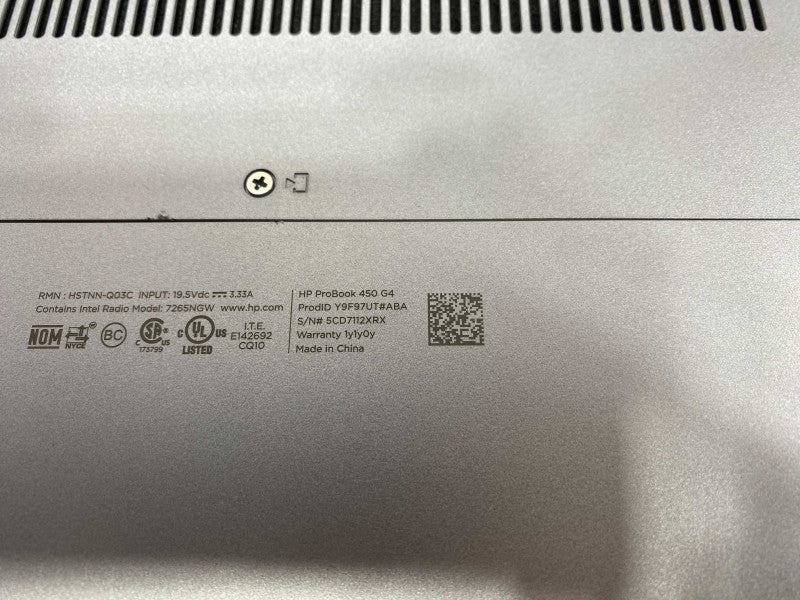 HP ProBook 450 G4 with i7-7500U CPU 8GB RAM & 180GB SSD Storage  -