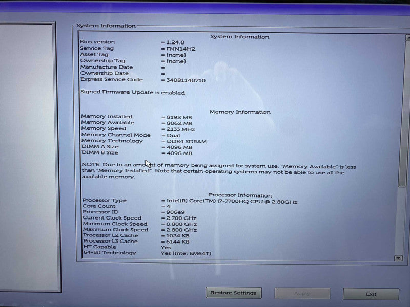 DELL XPS 9560 READ  -