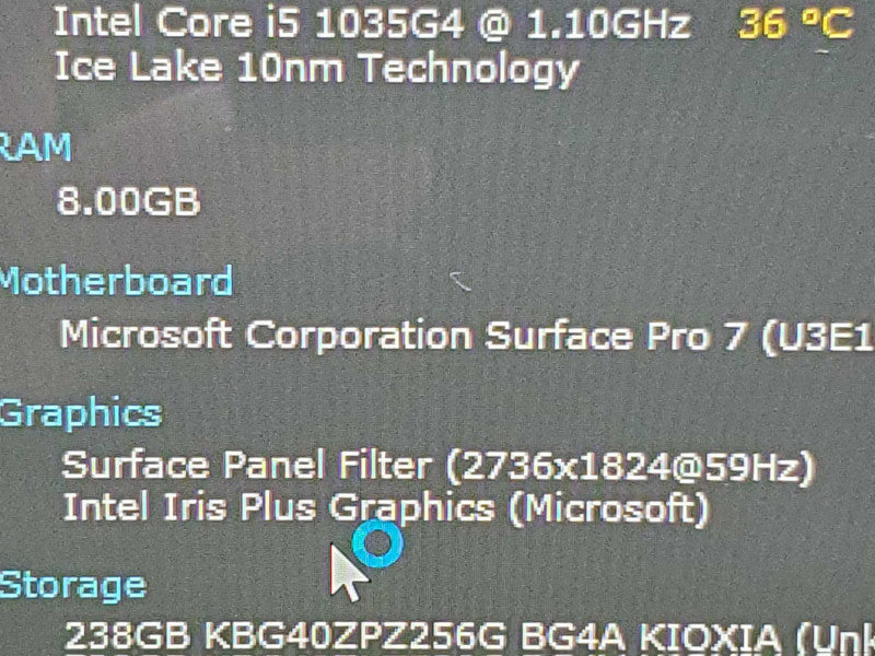 Microsoft Surface Pro 7 1866 i5-1034G4 1.1GHz 8GB RAM 256GB Storage (READ) |