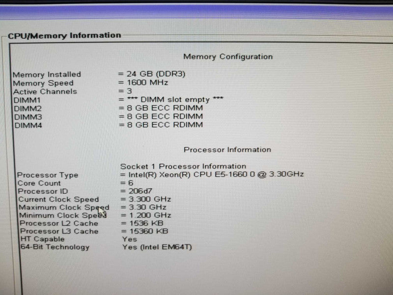 Dell Precision T3600 3.3GHz Xeon E5-1660 24GB DDR3 PERC H310 READ ~